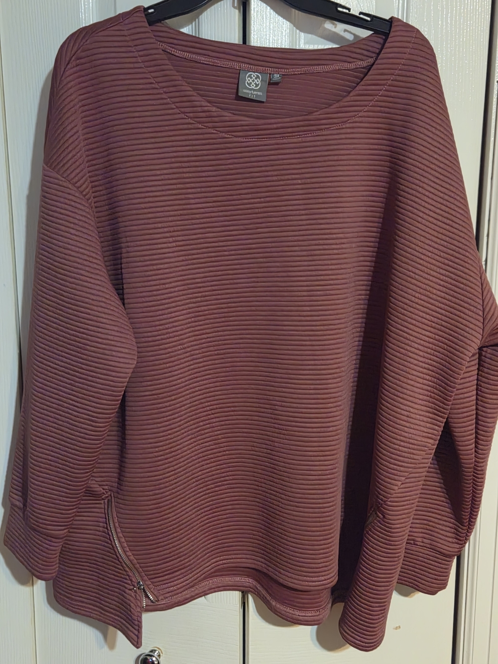 Daisy Fuentes Ribbed Crewneck Sweater in Mauve 3x